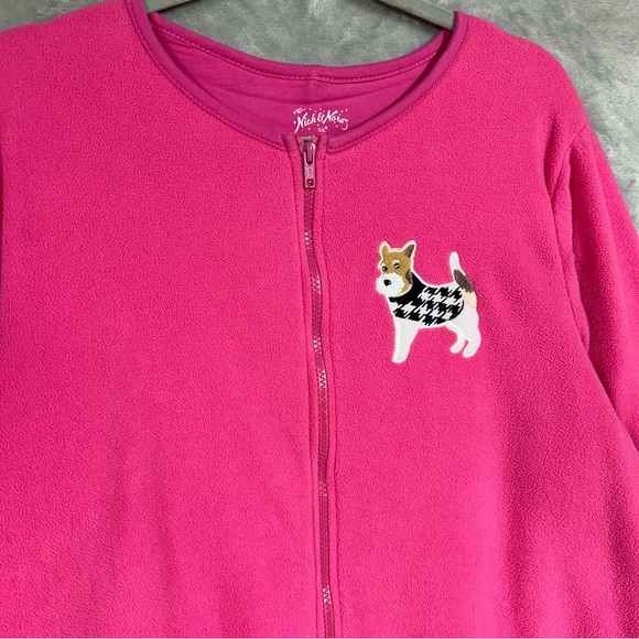Nick & Nora One Piece Pajama Jumpsuit Terrier Dog Patch Feet Sz XXL Pink - Picture 2 of 9
